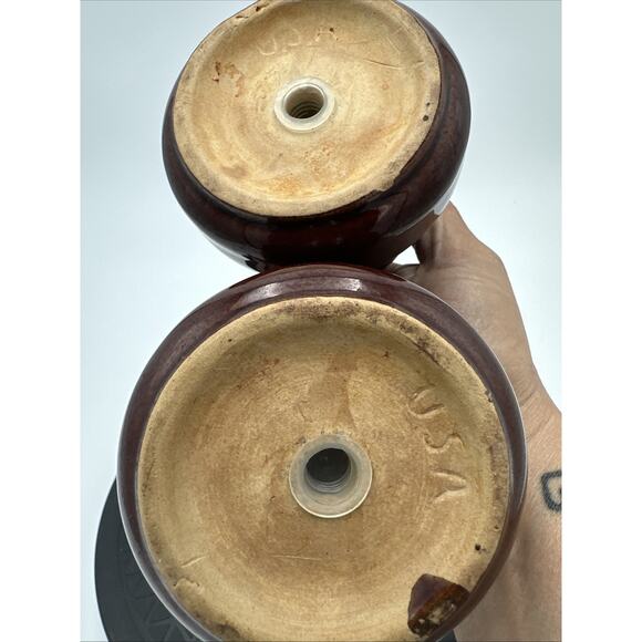 Marcrest Stoneware Brown Daisy Dot Salt & Pepper Shaker Set - Picture 6 of 7